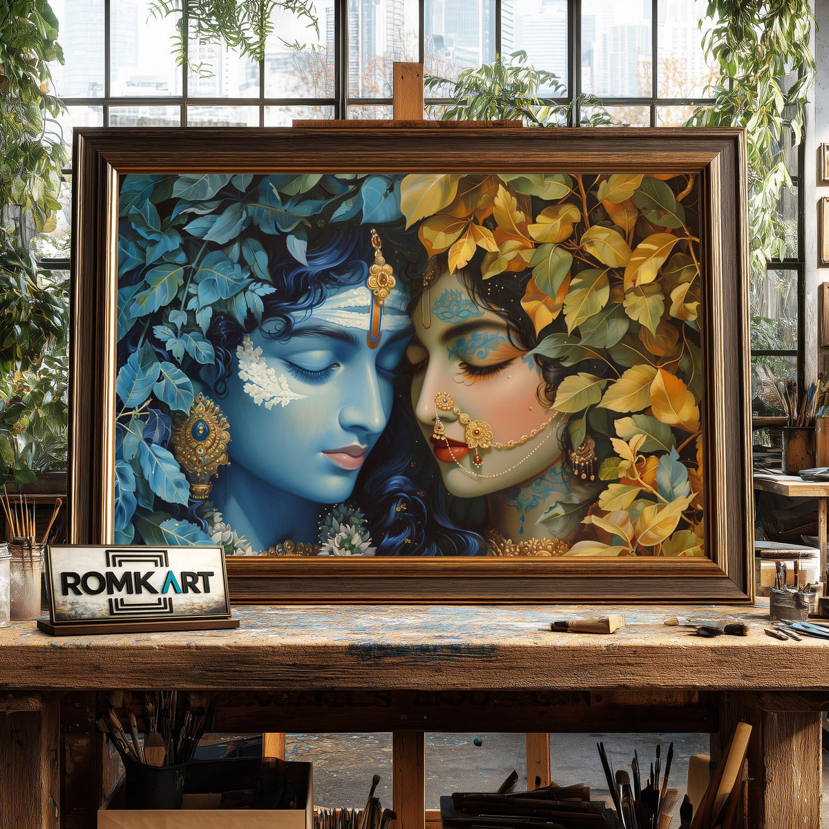 Radha and Krishna Painting Hindu Oil Painting - image 2