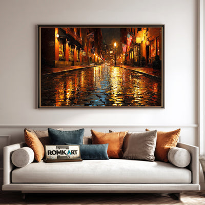 Rain On Cobblestone Street Oil Painting - image 4