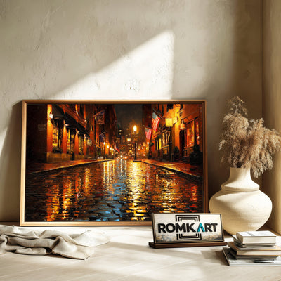 Rain On Cobblestone Street Oil Painting - image 6
