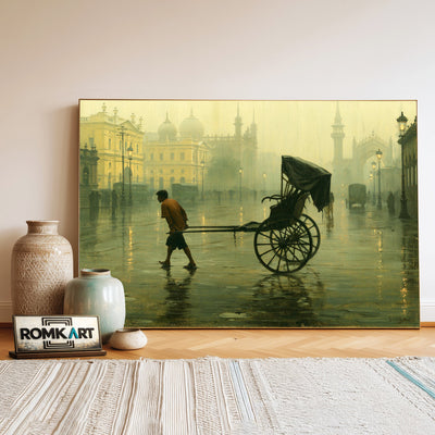 Rainy Indian city Oil Painting - image 3
