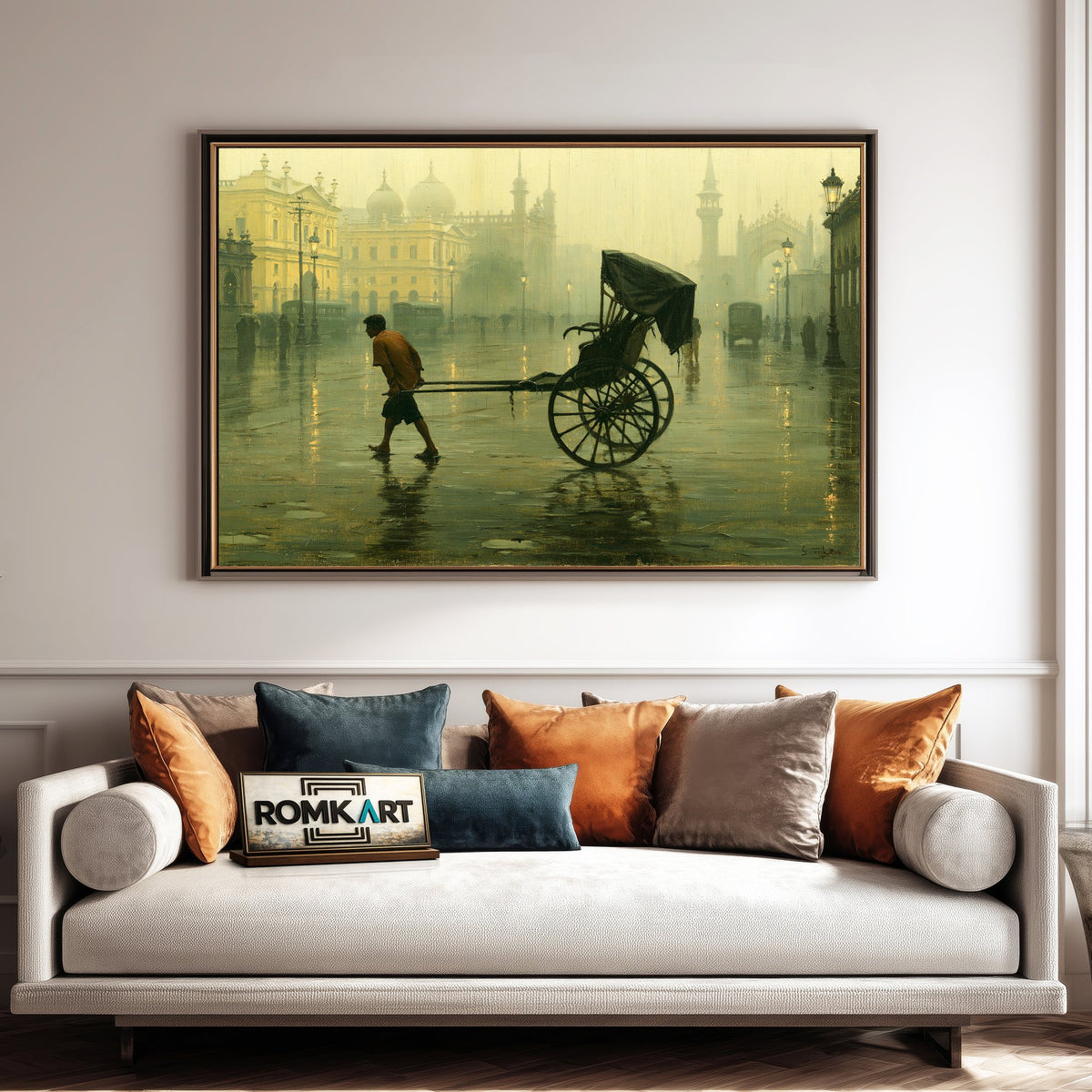 Rainy Indian city Oil Painting - image 4