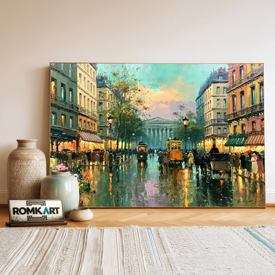 Rainy Paris Cityscape Oil Painting - image 3