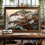 Red-Crowned Cranes and Ancient Pine Trees Oil Painting - image 2