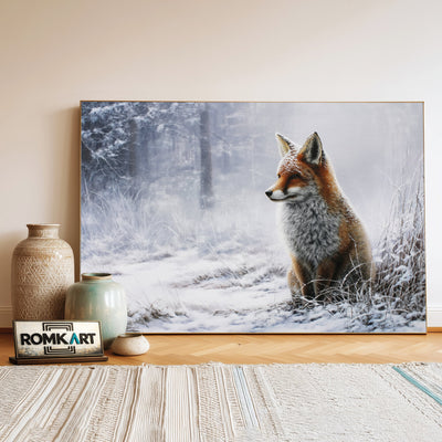 Red Fox in Heavy Snowfall Wildlife Oil Painting - image 3