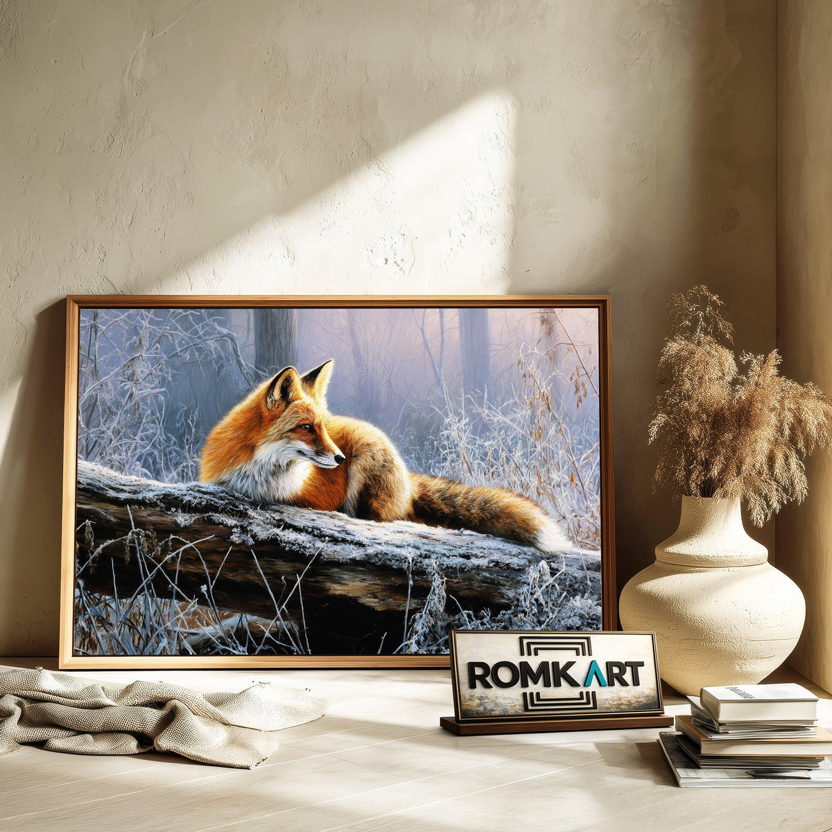 Red Fox on Fallen Tree Wildlife Oil Painting - image 6