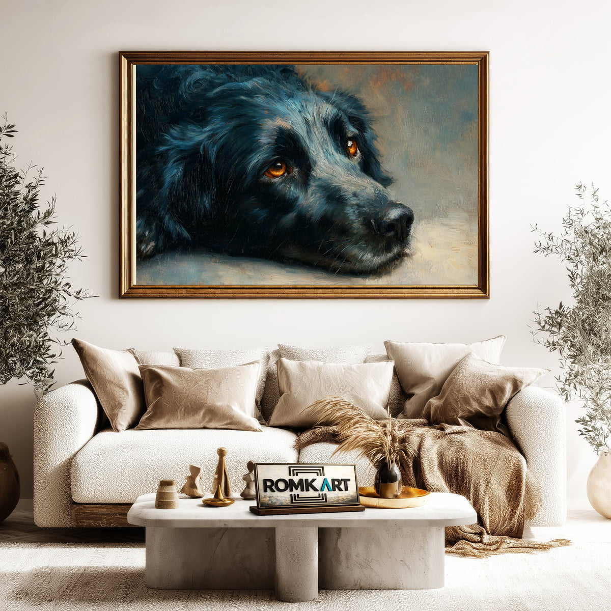 Resting Black Dog Oil Painting - image 5