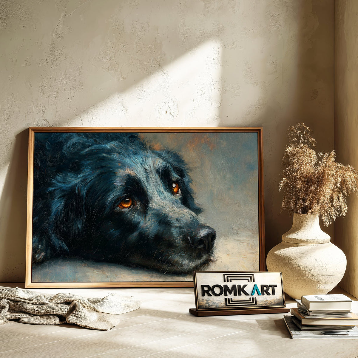 Resting Black Dog Oil Painting - image 6