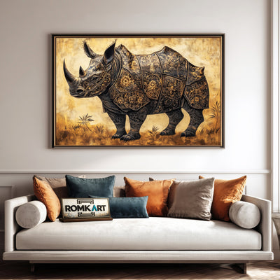 Rhinoceros Full Armor Wildlife Oil Painting - image 4