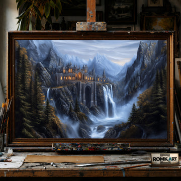 Rivendell Castle hand-painted oil painting on canvas