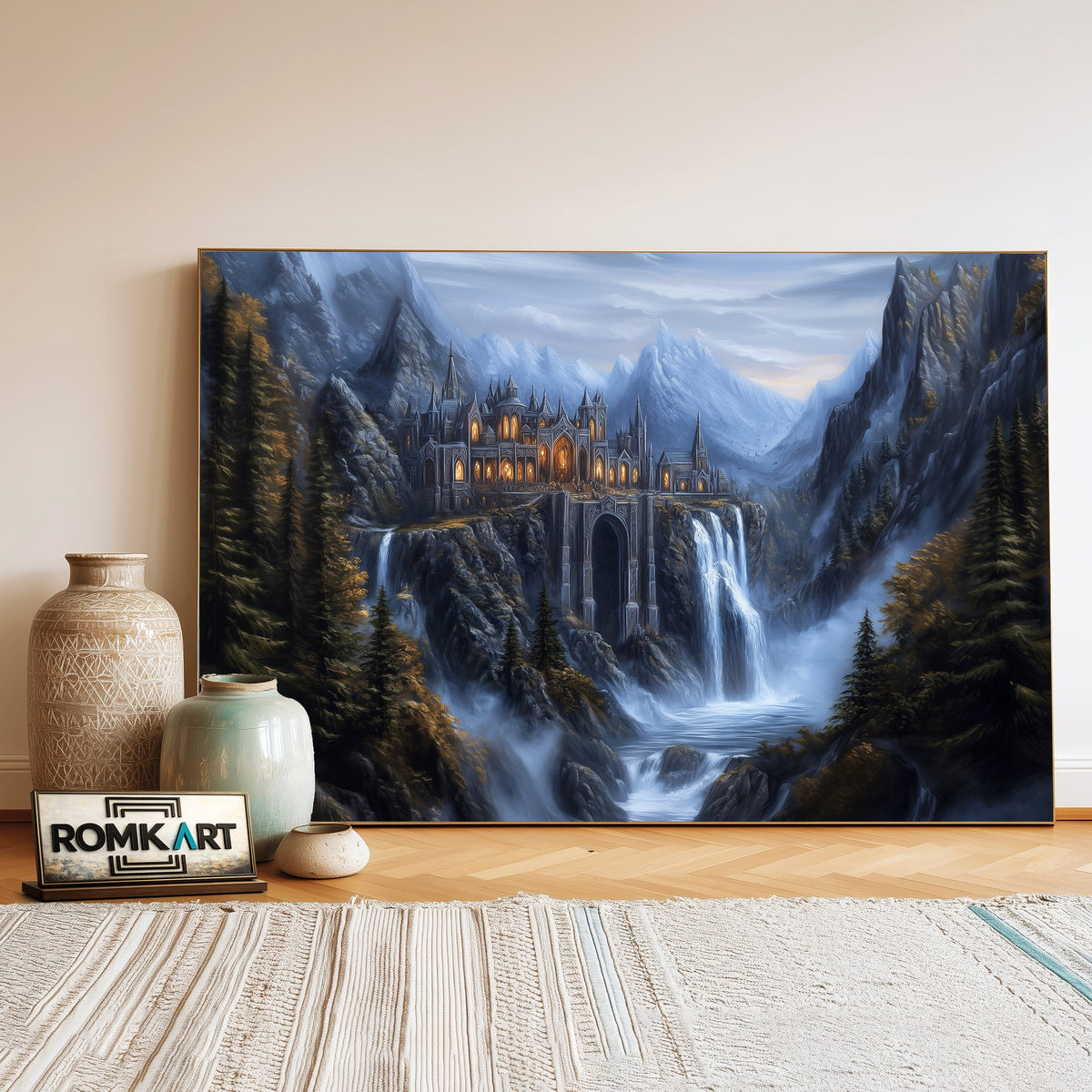 Rivendell Castle Fantasy Oil Painting - image 3