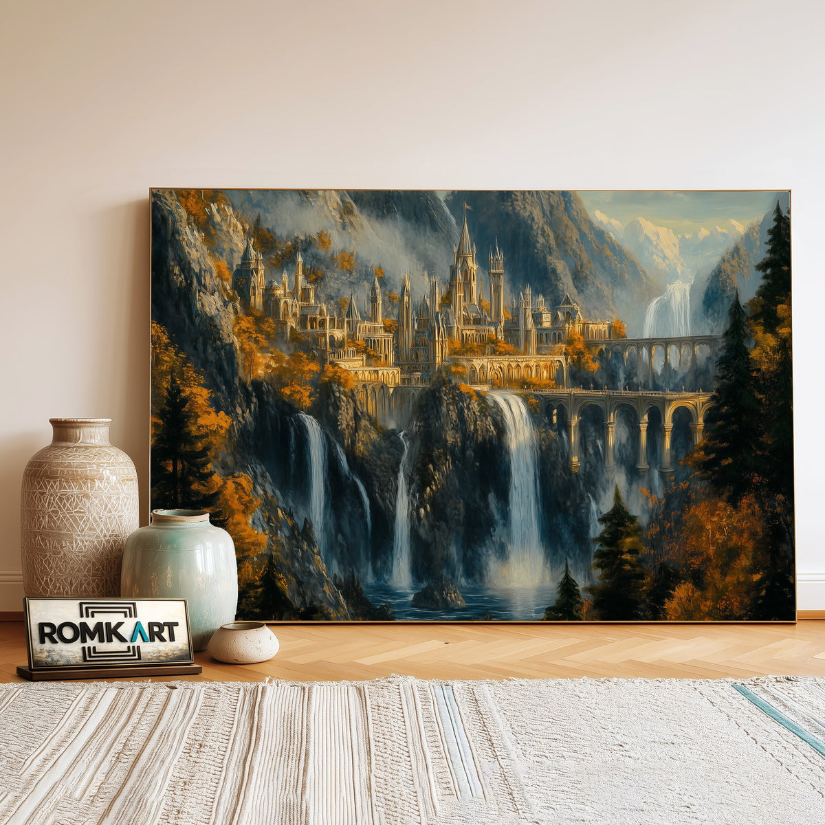 Rivendell Fantasy Oil Painting - image 3