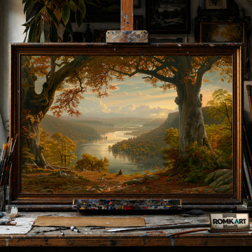 River Forested Landscape hand-painted oil painting on canvas