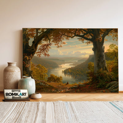 River Forested Landscape Waterscape Oil Painting - image 3