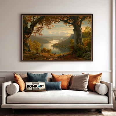 River Forested Landscape Waterscape Oil Painting - image 4