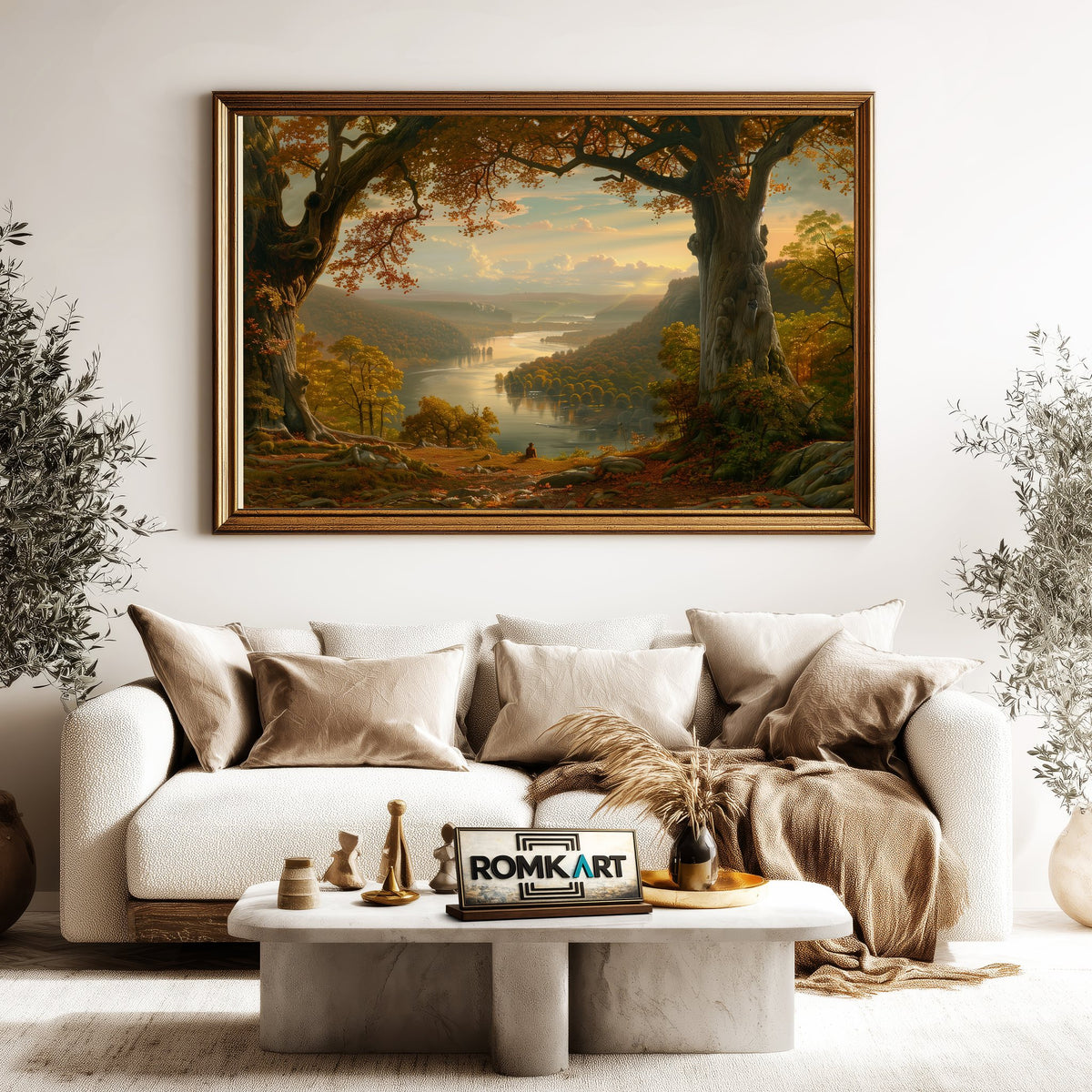 River Forested Landscape Waterscape Oil Painting - image 5