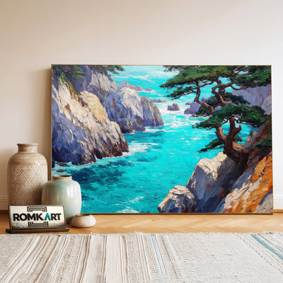 Rocky Coastline at Point Lobos Landscape Oil Painting - image 3
