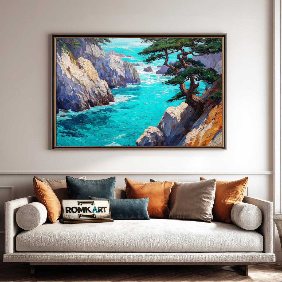 Rocky Coastline at Point Lobos Landscape Oil Painting - image 4