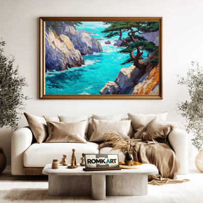 Rocky Coastline at Point Lobos Landscape Oil Painting - image 5