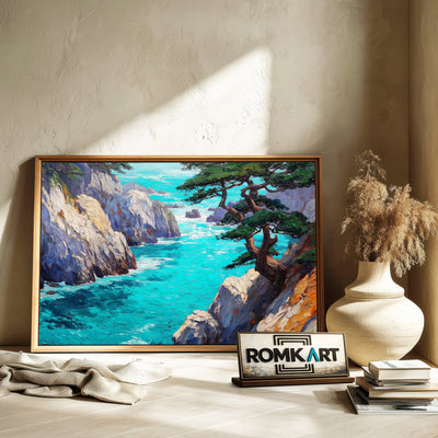 Rocky Coastline at Point Lobos Landscape Oil Painting - image 6