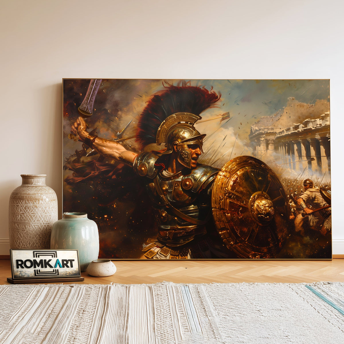 Roman Centurion Historical Oil Painting - image 3