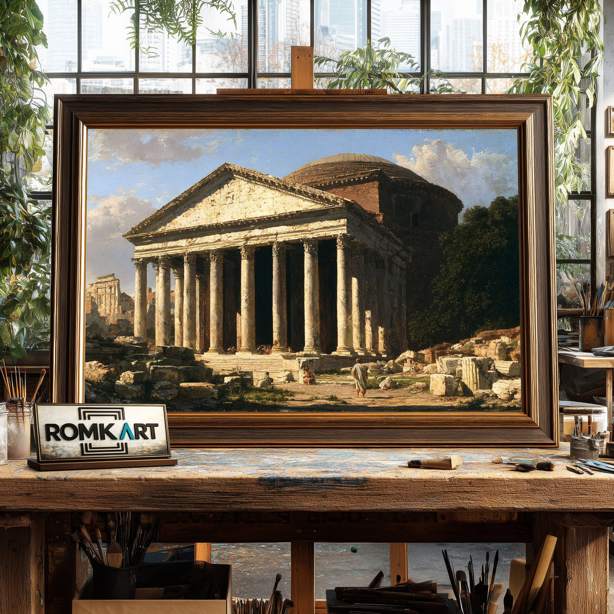 Roman Pantheon Historical Oil Painting - image 2
