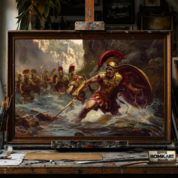 Roman Soldiers in River hand-painted oil painting on canvas