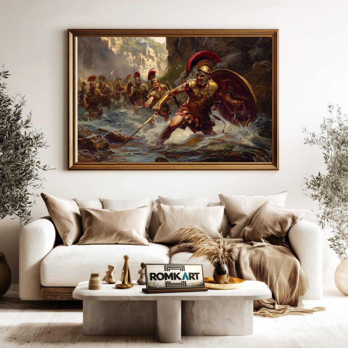 Roman Soldiers in River Historical Oil Painting - image 5