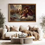 Roman Soldiers in River Historical Oil Painting - image 5