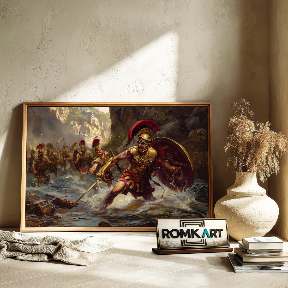 Roman Soldiers in River Historical Oil Painting - image 6
