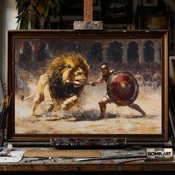 Roman vs Lion hand-painted oil painting on canvas