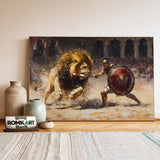 Roman vs Lion Historical Oil Painting - image 3