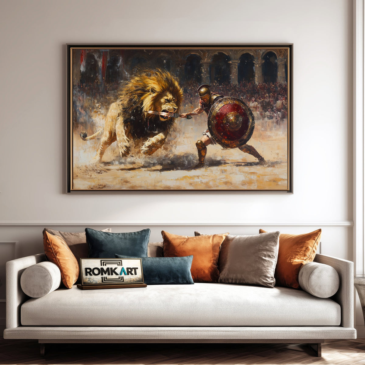 Roman vs Lion Historical Oil Painting - image 4