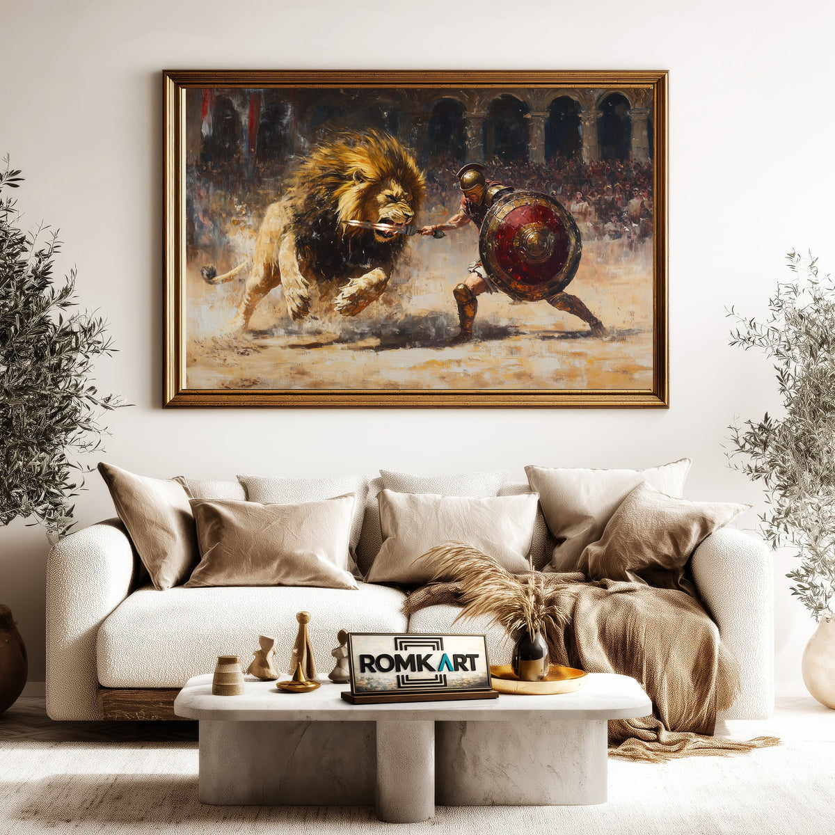 Roman vs Lion Historical Oil Painting - image 5