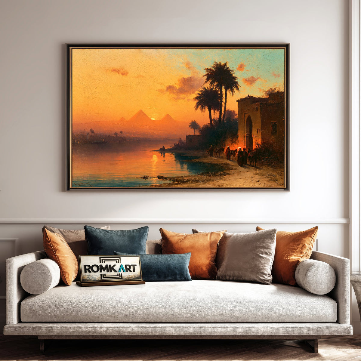 Romantic Egyptian Landscape Oil Painting - image 4