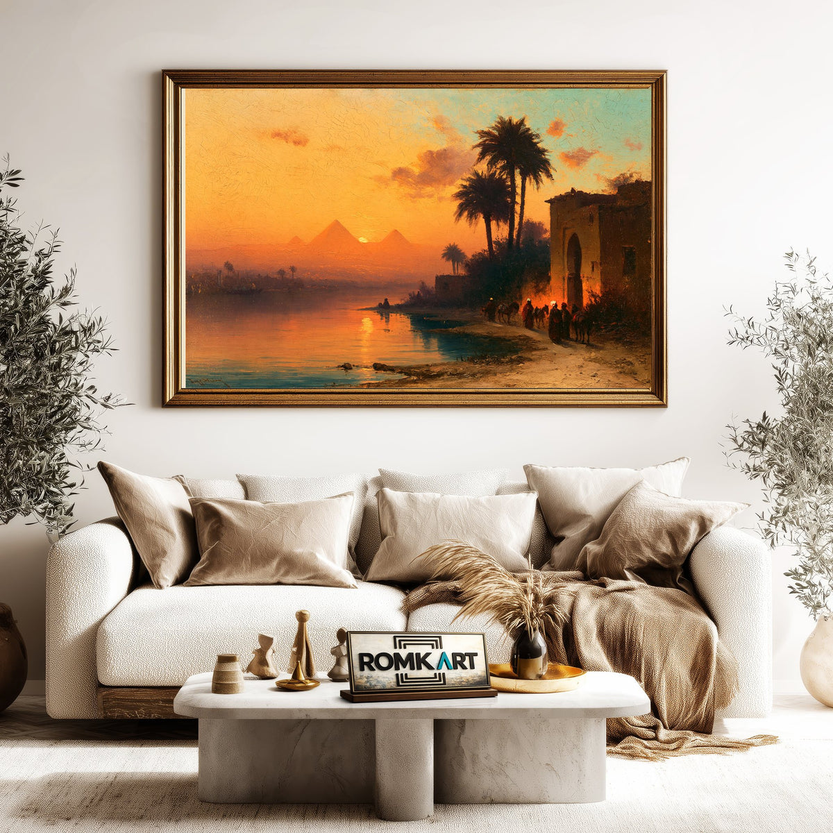 Romantic Egyptian Landscape Oil Painting - image 5