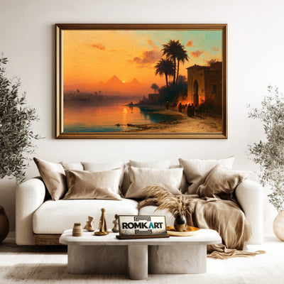 Romantic Egyptian Landscape Oil Painting - image 5