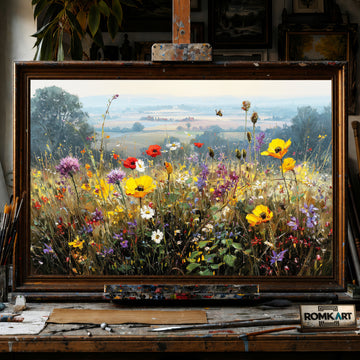 Romantic Floral Landscape hand-painted oil painting on canvas