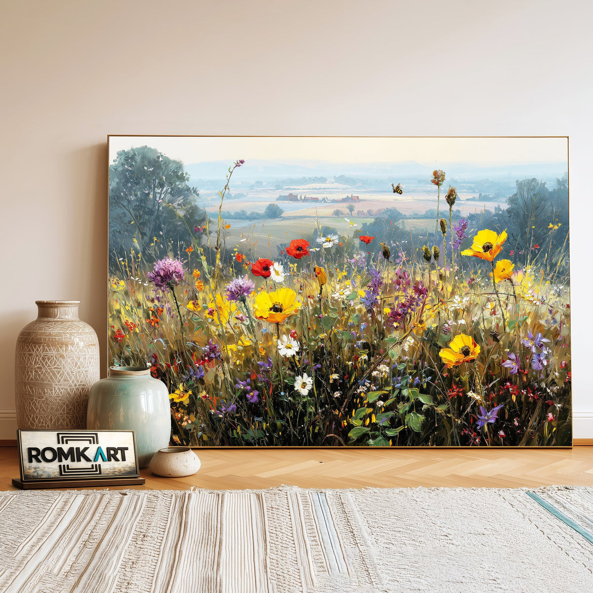 Romantic Floral Landscape Oil Painting - image 3