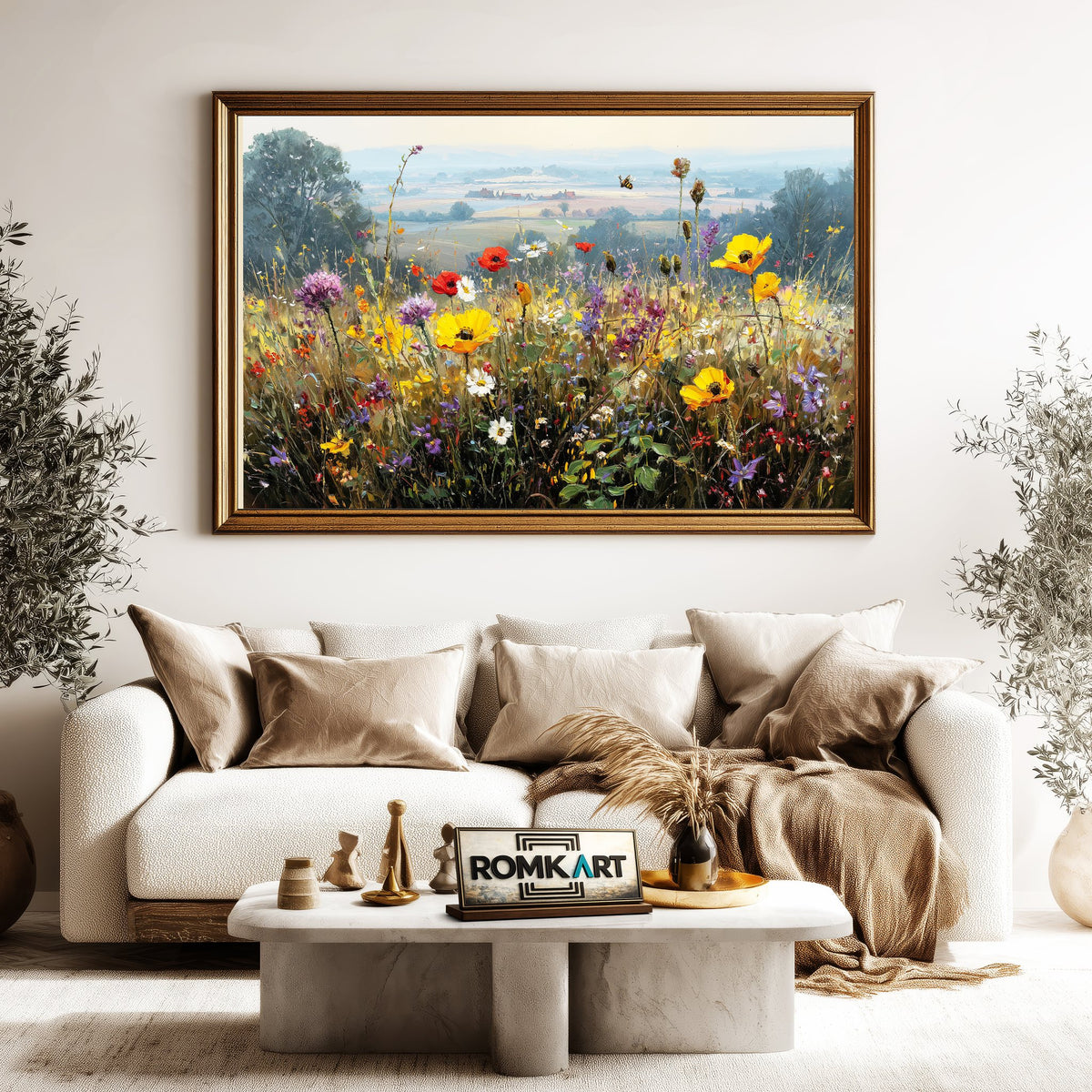Romantic Floral Landscape Oil Painting - image 5