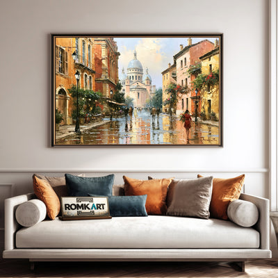 Romantic French Street Cityscape Oil Painting - image 4