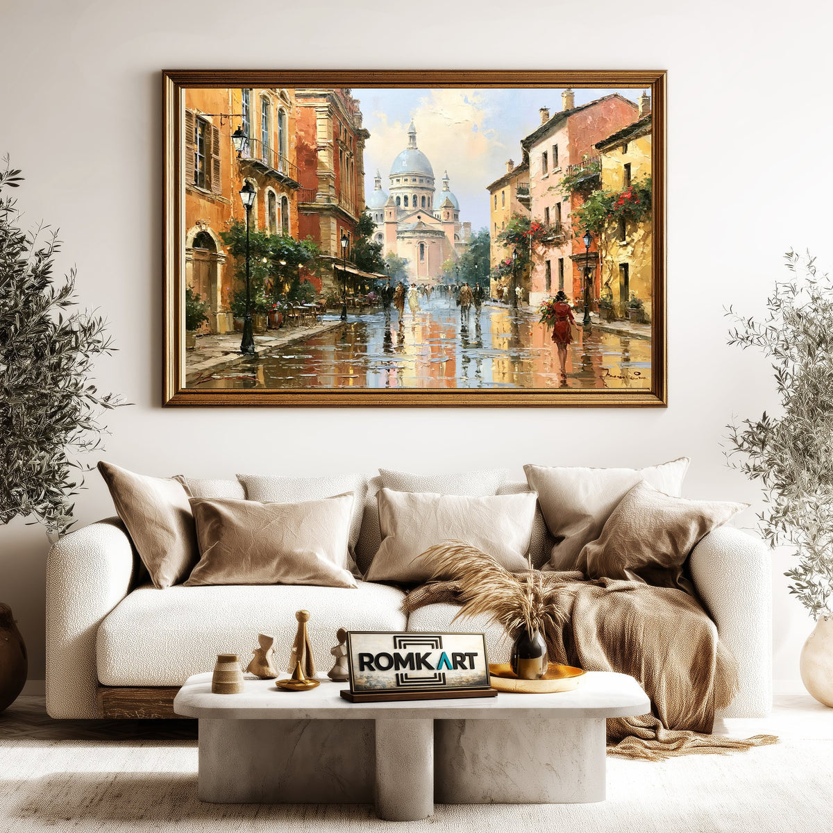 Romantic French Street Cityscape Oil Painting - image 5
