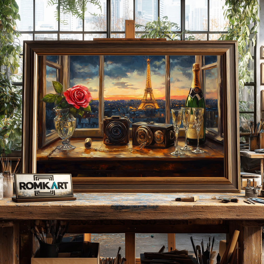 Romantic Parisian Night hand-painted oil painting on canvas