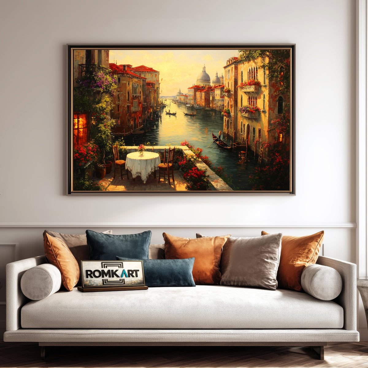 Romantic Venetian Canal Italy Oil Painting - image 4