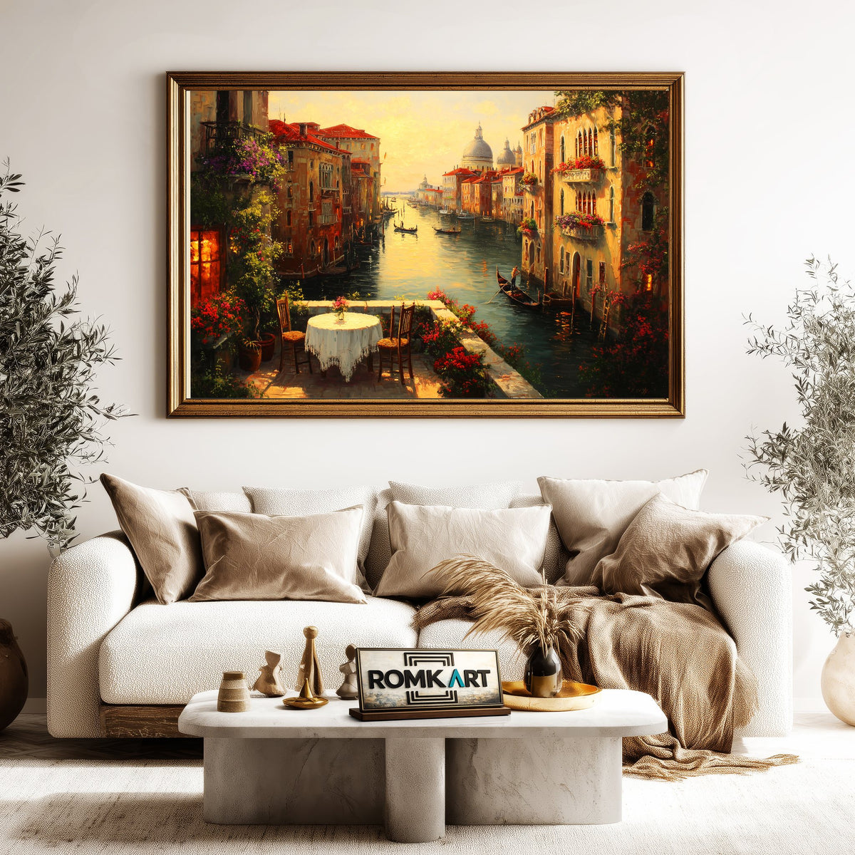Romantic Venetian Canal Italy Oil Painting - image 5