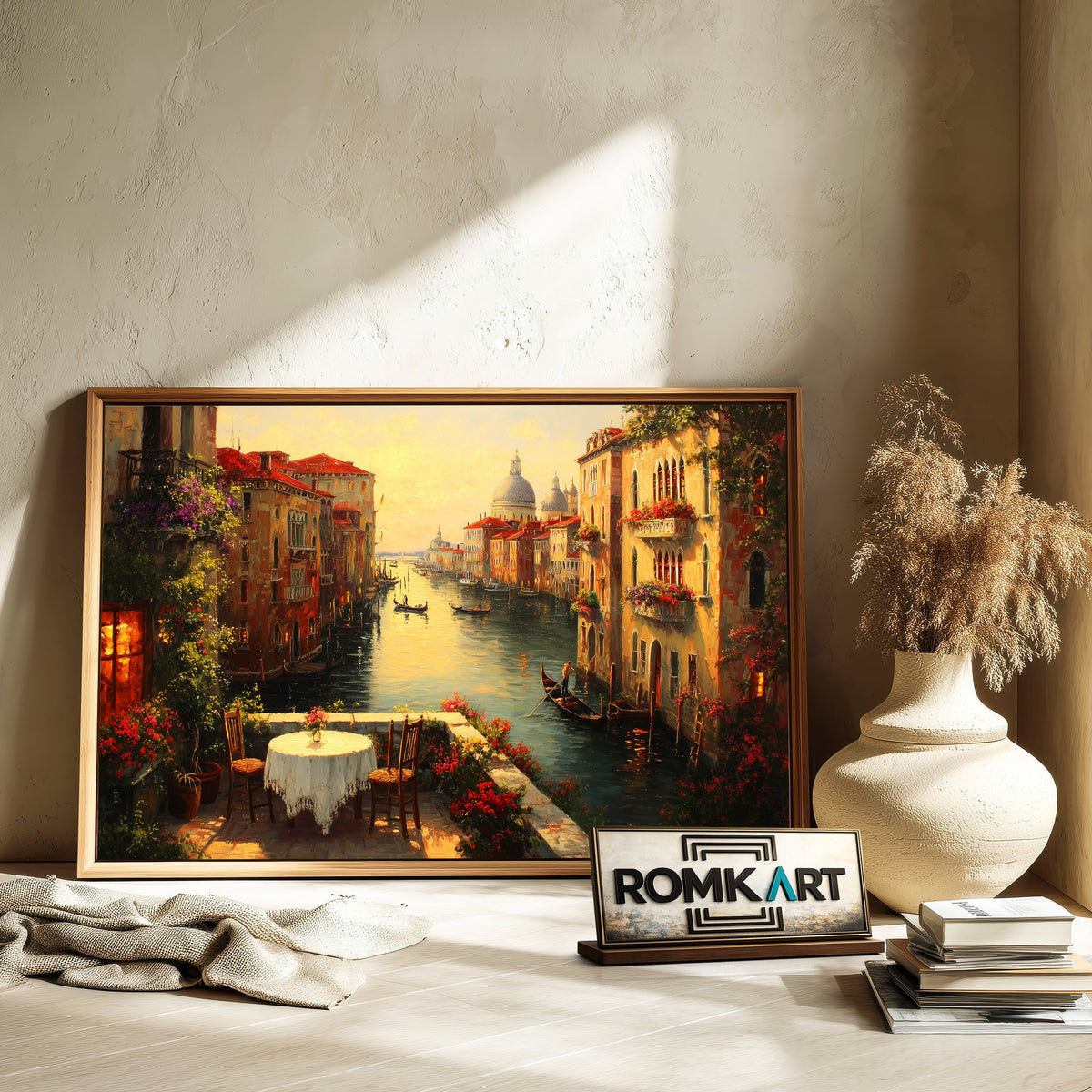 Romantic Venetian Canal Italy Oil Painting - image 6