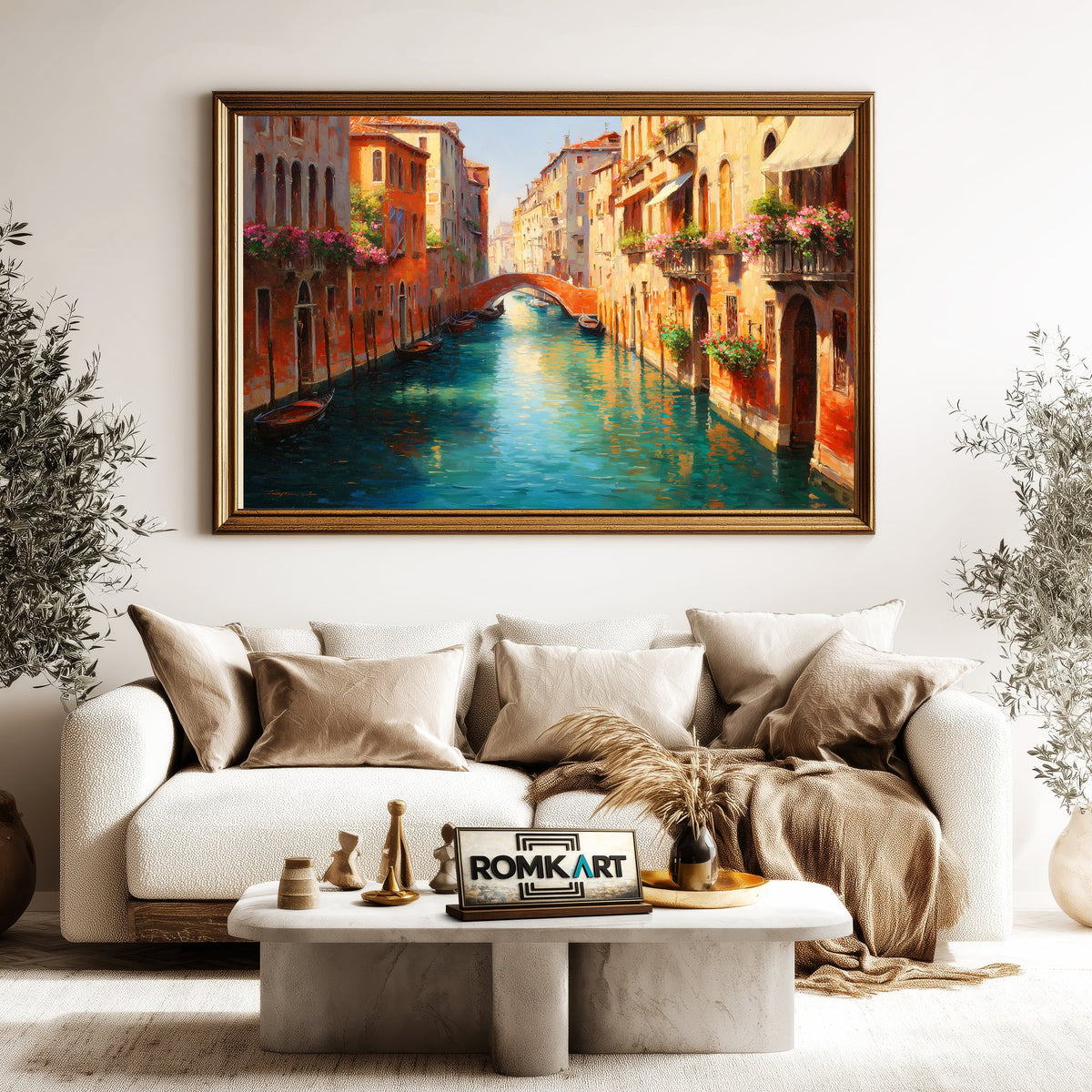 Romantic Venetian Canal Art Oil Painting - image 5