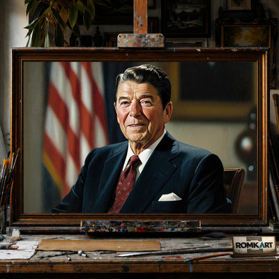 Ronald Reagan President hand-painted oil painting on canvas