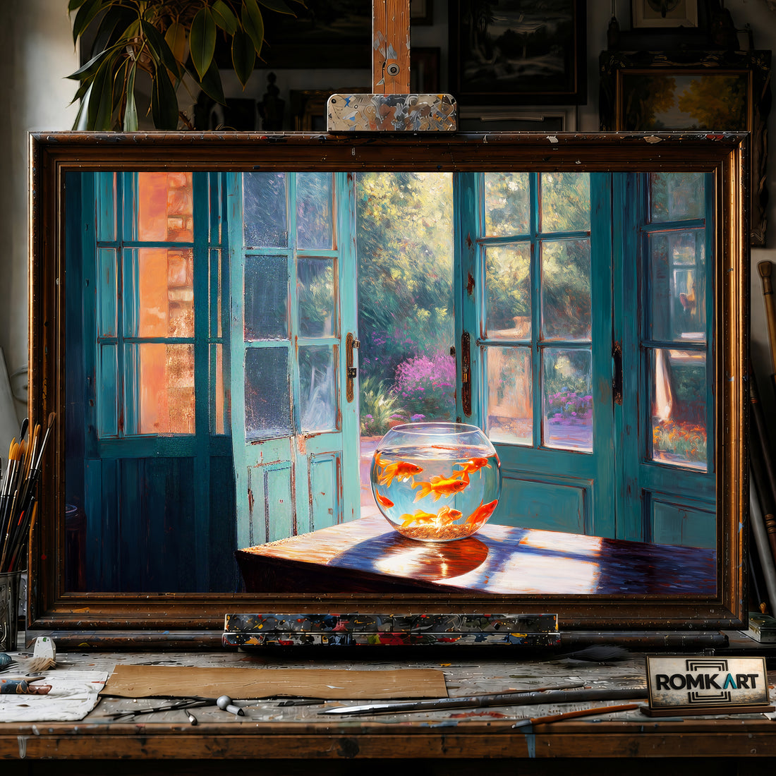 Room of Orange Fish-topaz-remove hand-painted oil painting on canvas