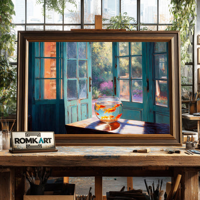 Room of Orange Fish-topaz-remove Marine Life Oil Painting - image 2
