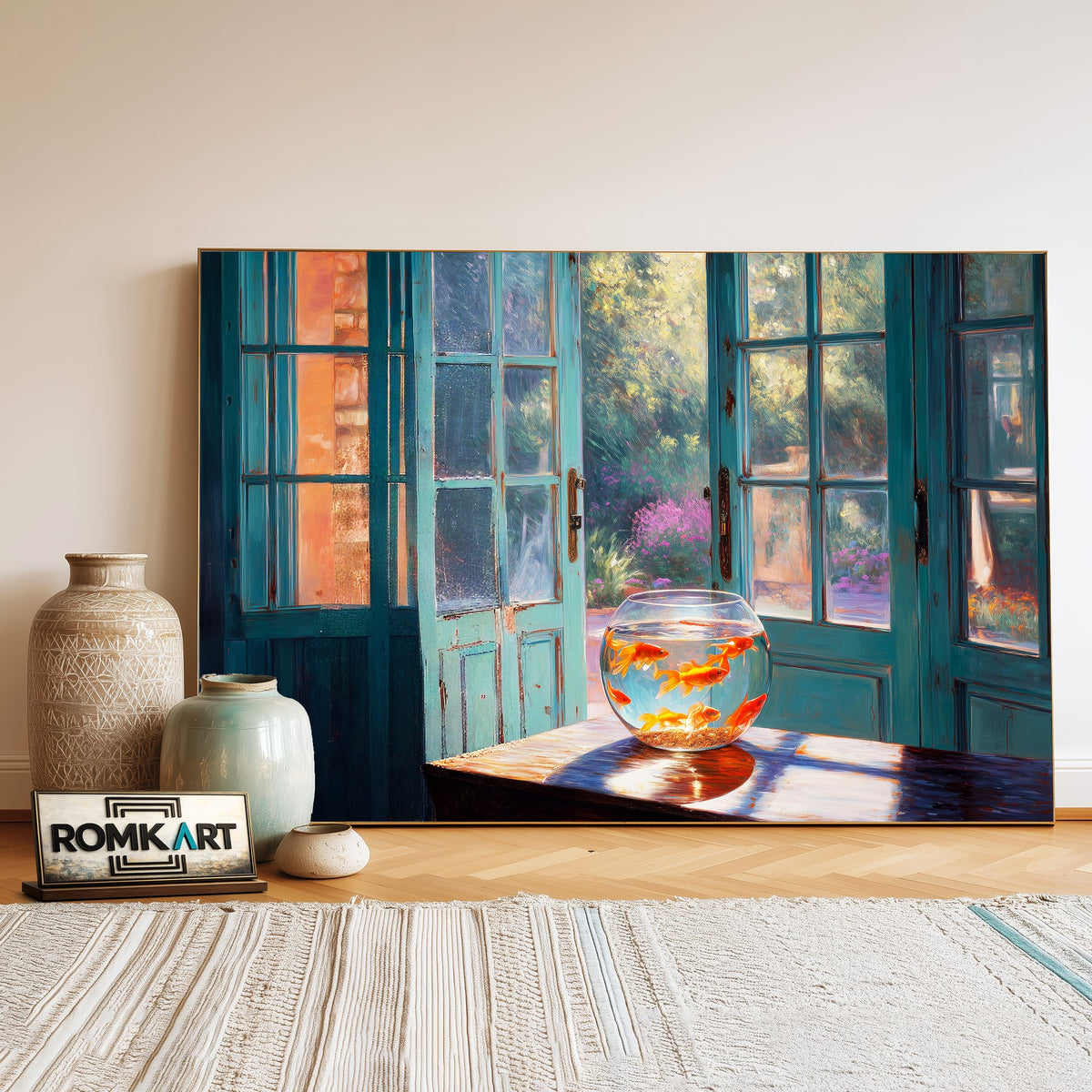 Room of Orange Fish-topaz-remove Marine Life Oil Painting - image 3